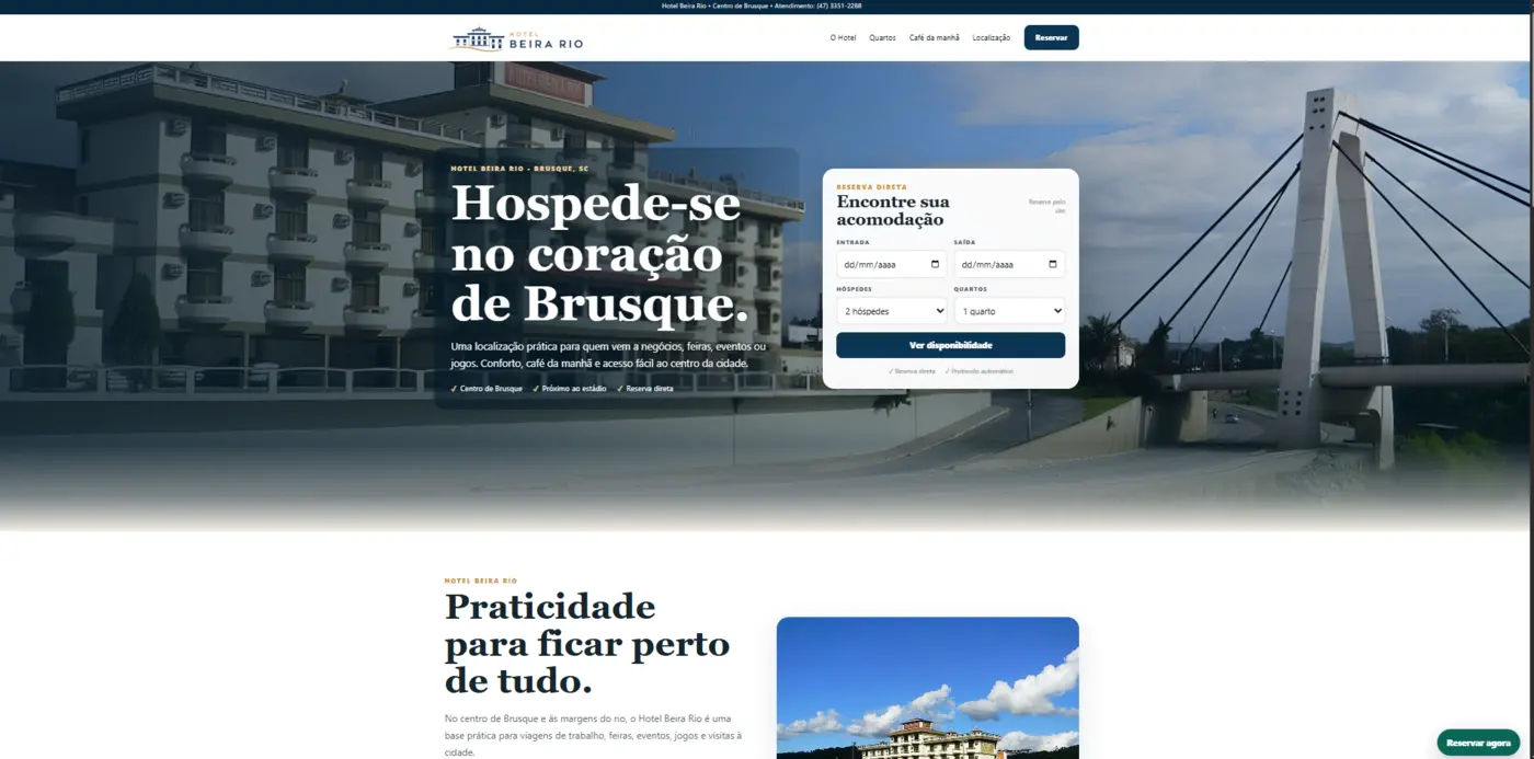 Projeto do site Hotel Beira Rio